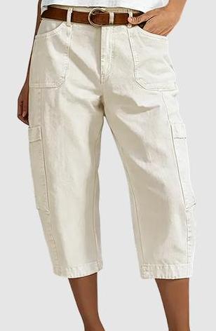 Pantalones capri cargo casuales para mujer: pantalones cómodos de 3/4 de largo con muchos bolsillos, perfectos para el día a día, viajes y verano ☀️