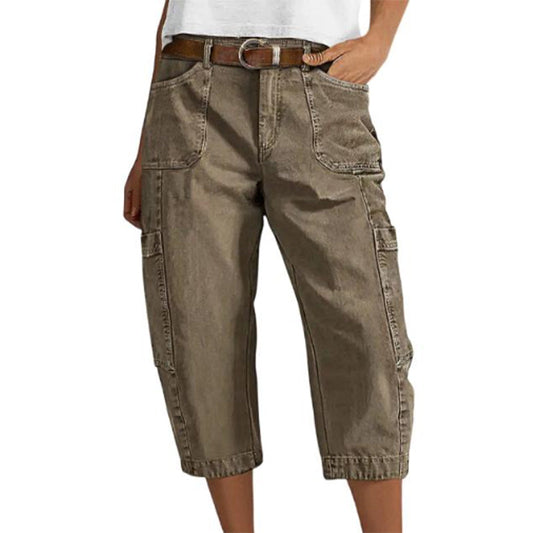 Pantalones capri cargo casuales para mujer: pantalones cómodos de 3/4 de largo con muchos bolsillos, perfectos para el día a día, viajes y verano ☀️