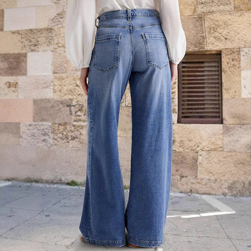 Pantalones vaqueros vintage de mujer de talle alto y pierna ancha
