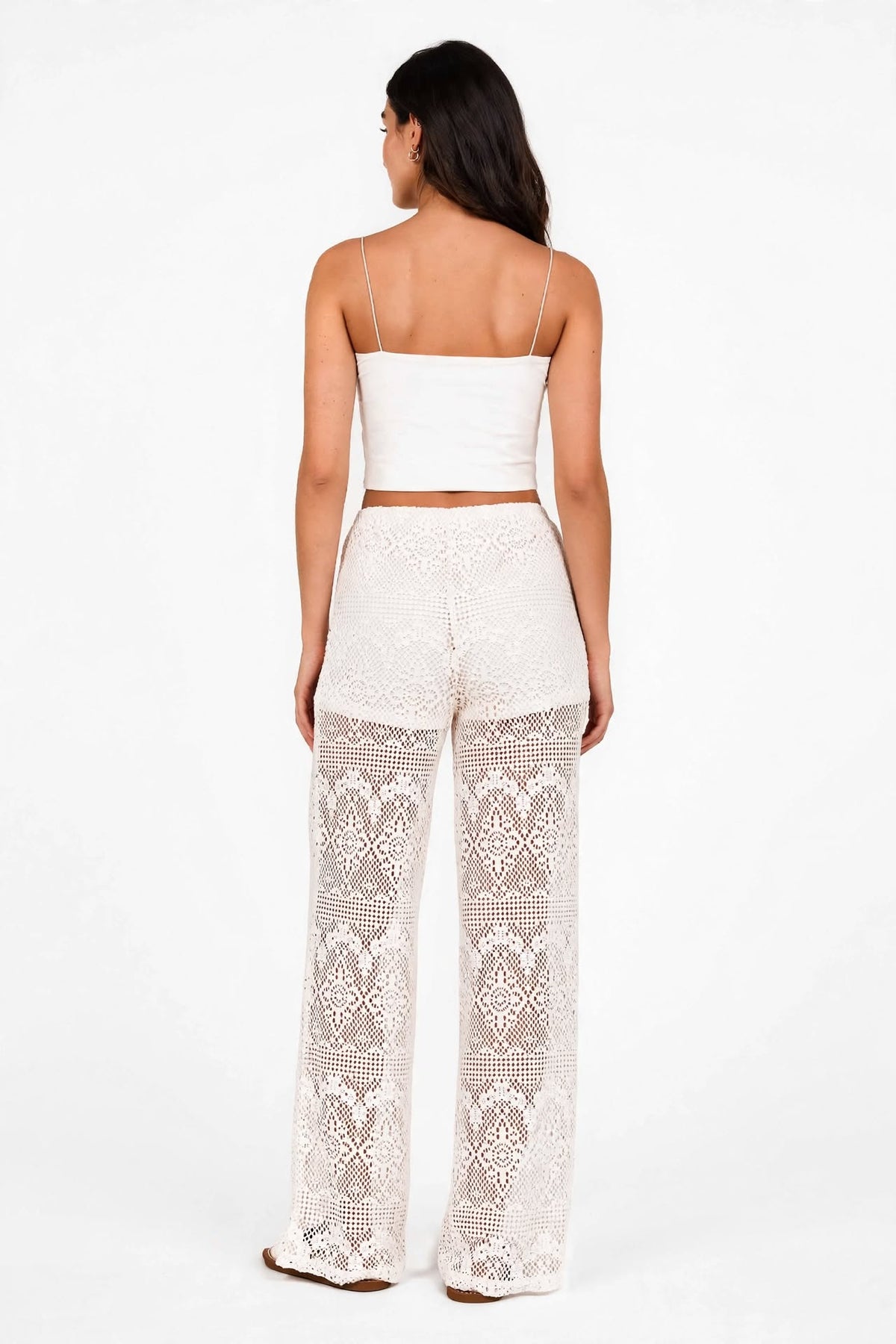 Pantalones anchos de ganchillo color crema - Ayden Precio normal 39,99 € 19,99 € - 50%