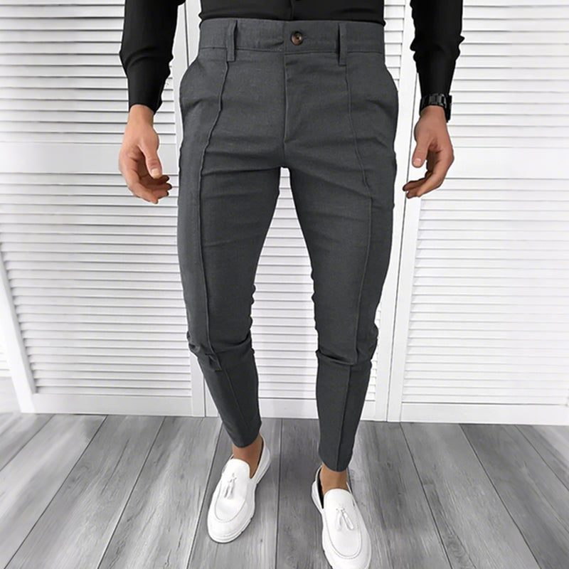 Pantalones de traje informales de color liso para hombre