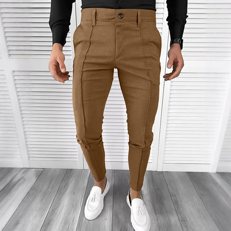 Pantalones de traje informales de color liso para hombre