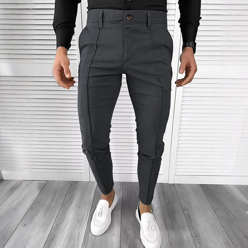 Pantalones de traje informales de color liso para hombre