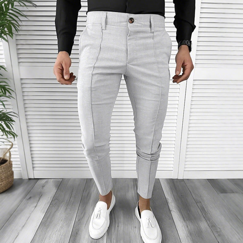 Pantalones de traje informales de color liso para hombre