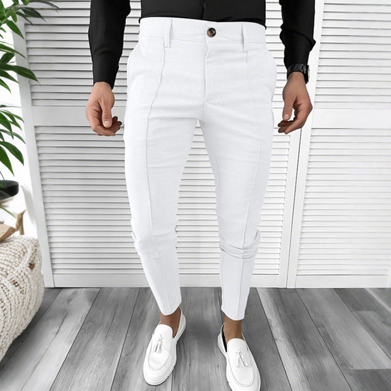 Pantalones de traje informales de color liso para hombre