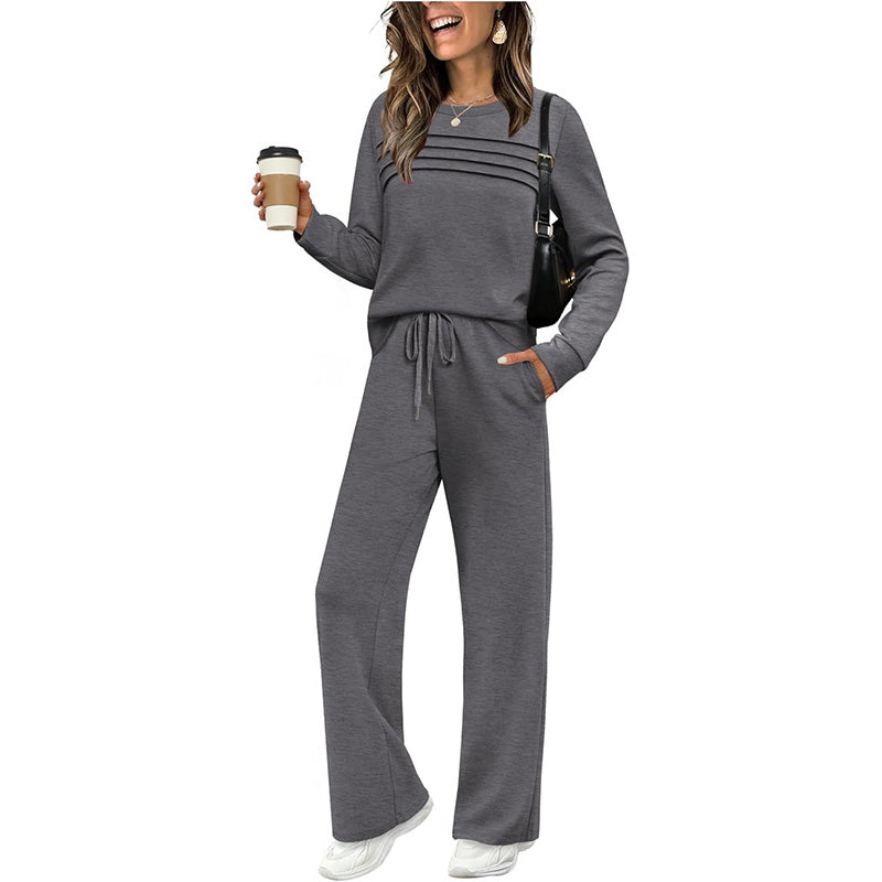 Conjunto de mujer compuesto por top de cuello redondo y pantalón con cordón ajustable💯
