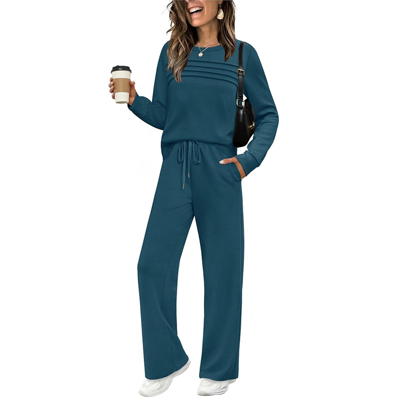 Conjunto de mujer compuesto por top de cuello redondo y pantalón con cordón ajustable💯