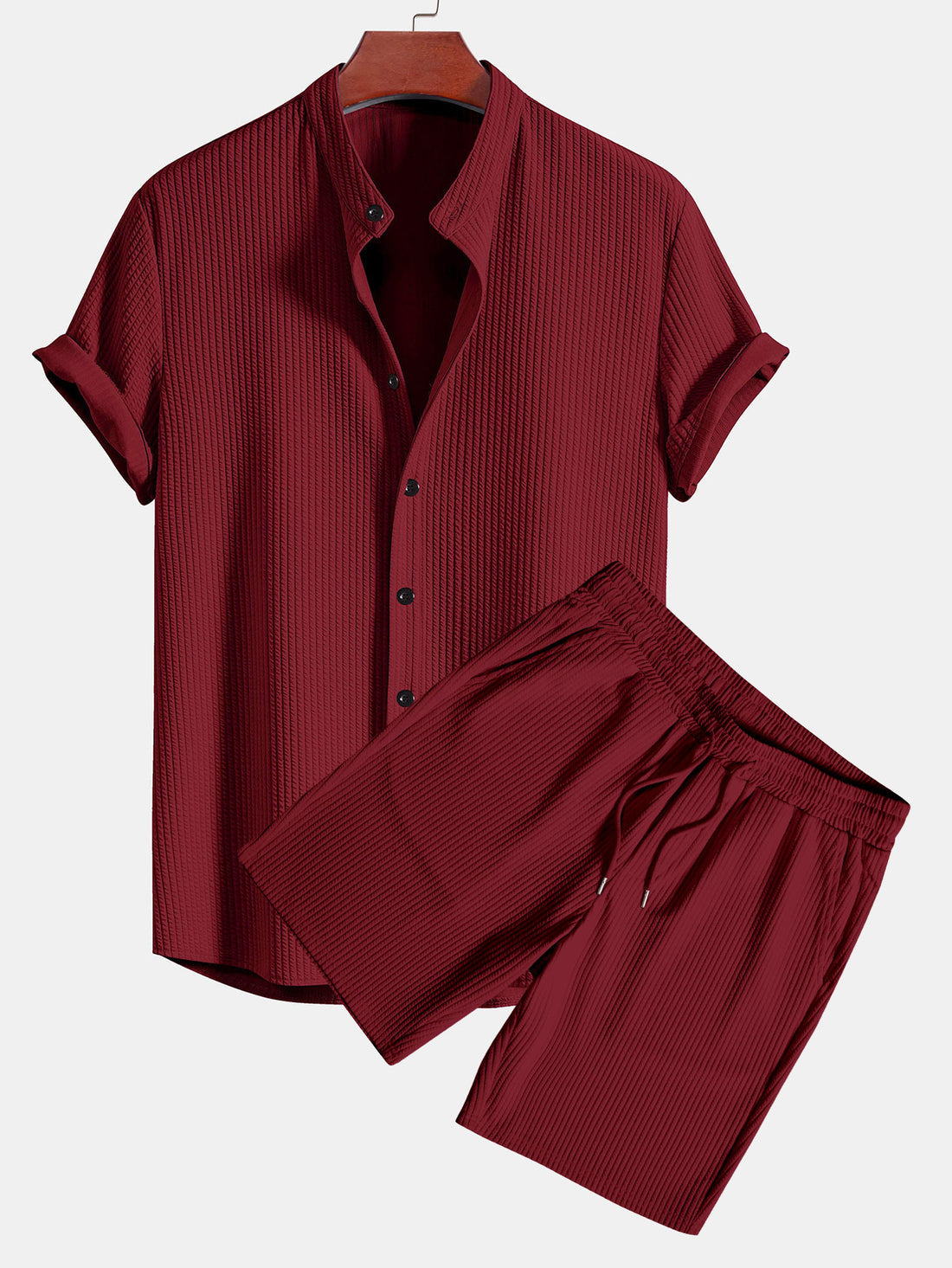 Camisa ajustada acanalada con cuello alto & Pantalones cortos