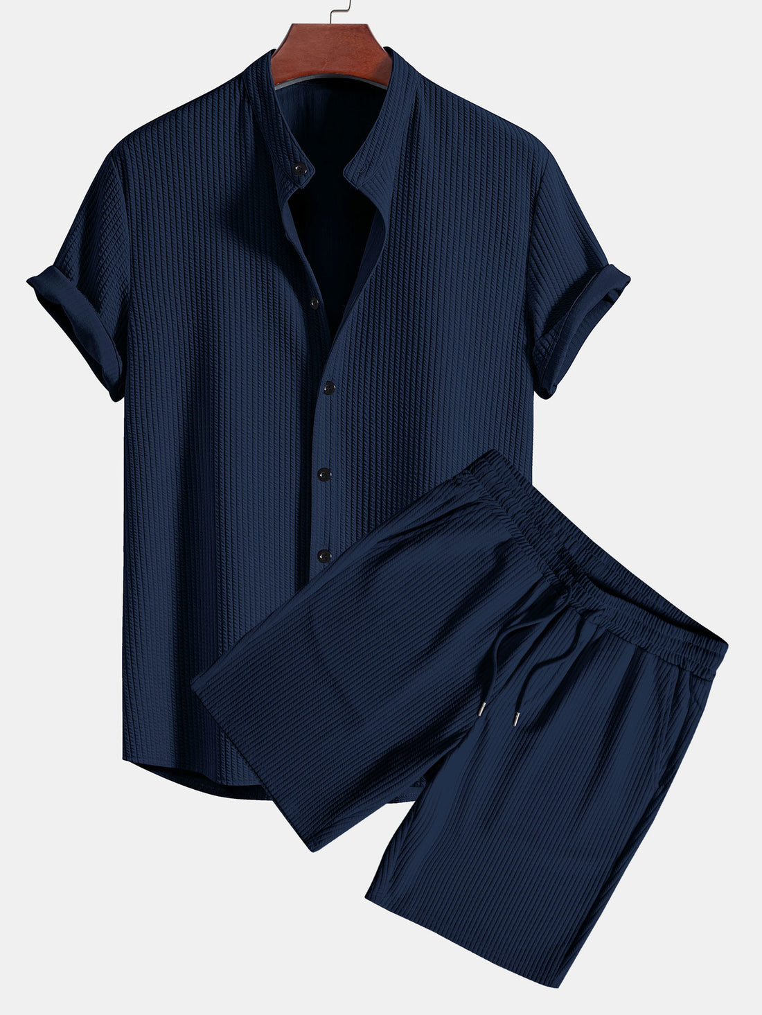 Camisa ajustada acanalada con cuello alto & Pantalones cortos