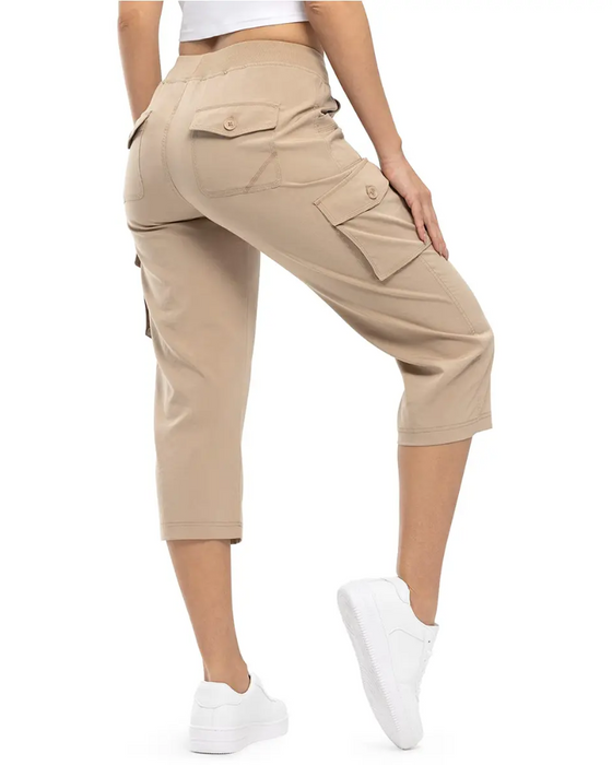 Pantalones cortos informales con múltiples bolsillos para senderismo
