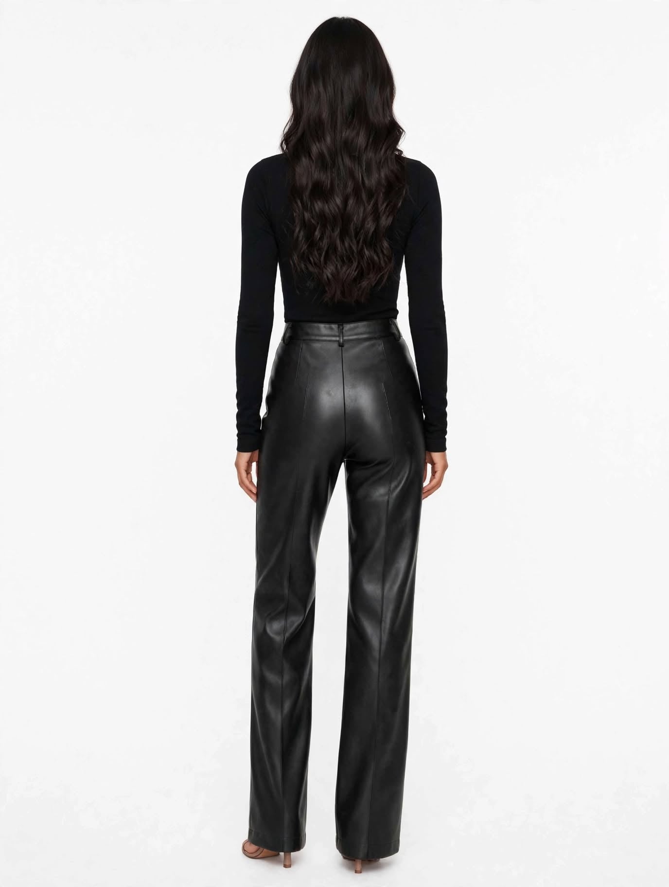 Pantalones de talle alto de piel sintética