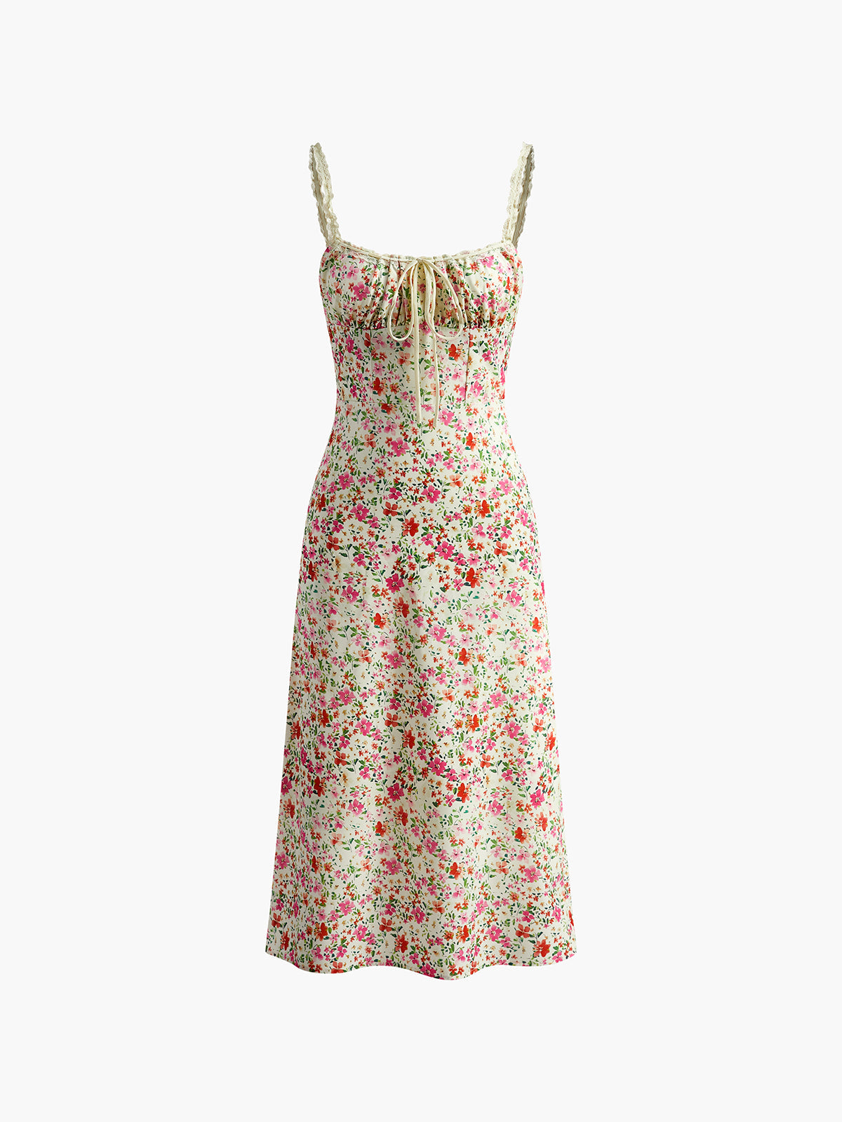 Vestido midi de tirantes con estampado floral