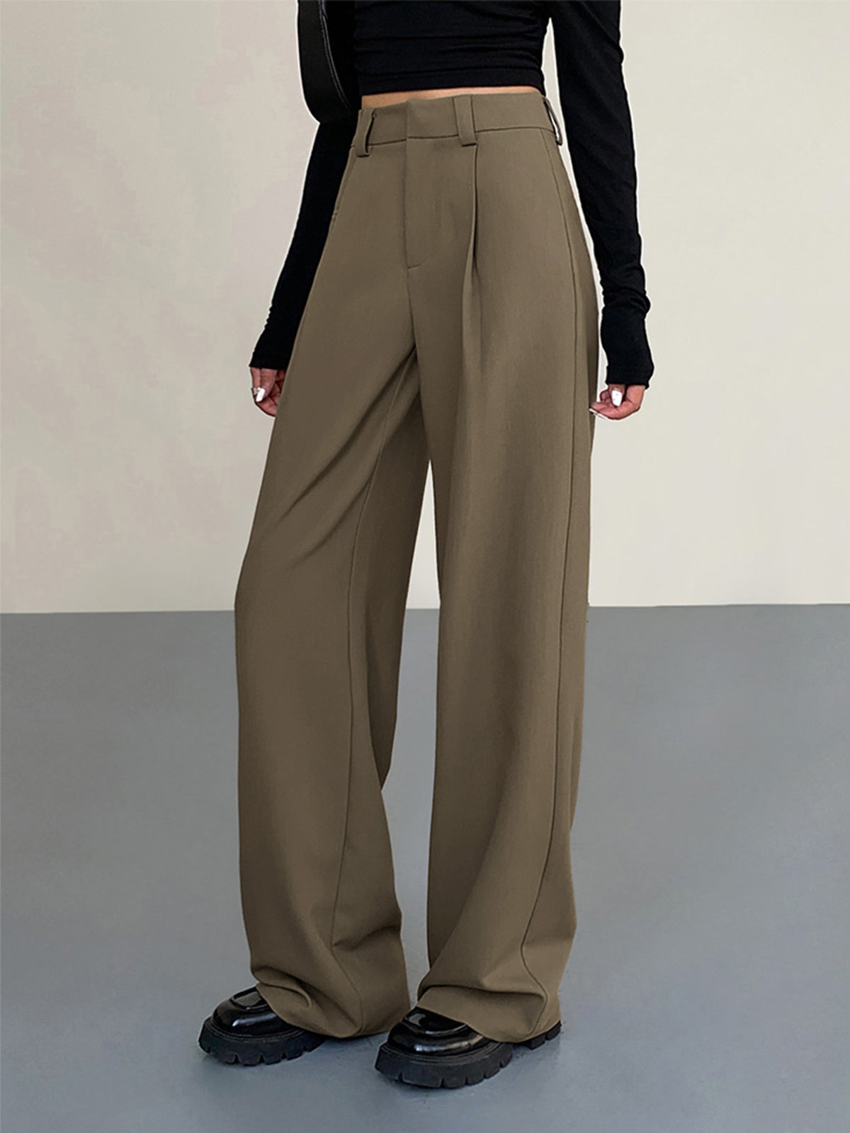 Pantalones de vestir plisados de estilo casual de negocios