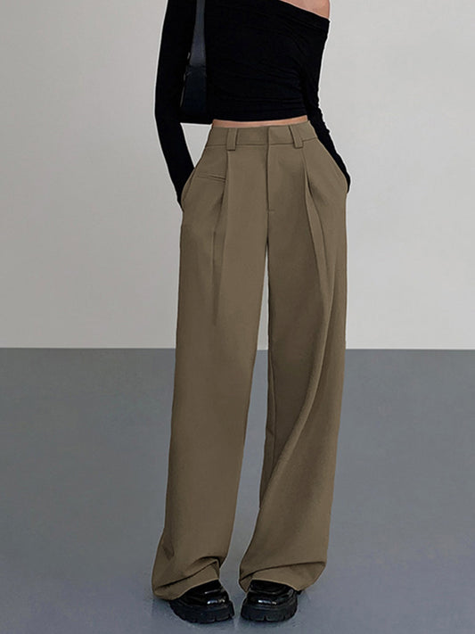 Pantalones de vestir plisados de estilo casual de negocios