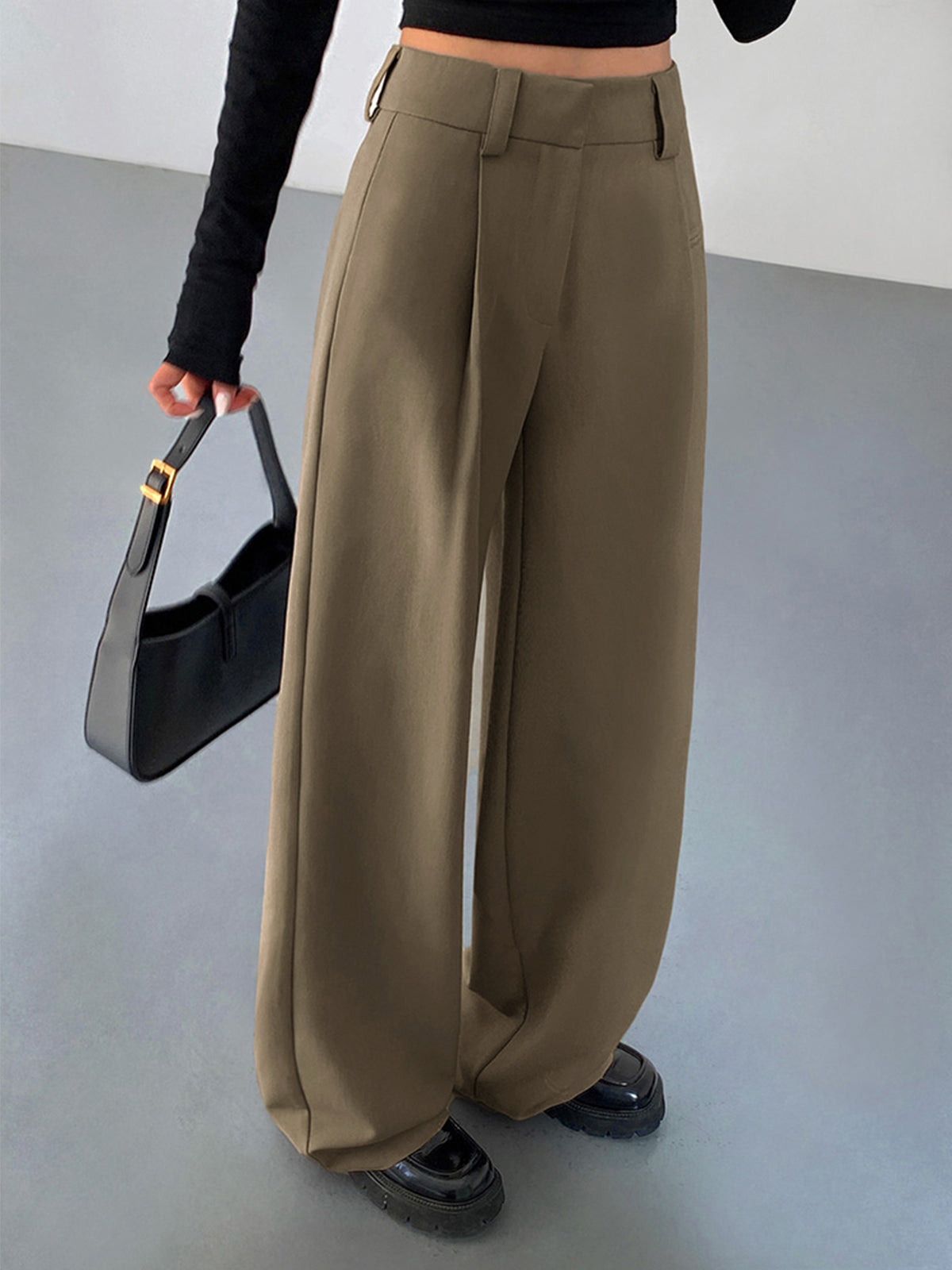 Pantalones de vestir plisados de estilo casual de negocios