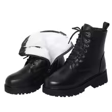 Botas de fondo grueso para mujer, botas cortas gruesas y cálidas para invierno, zapatos planos de algodón de cuero suave impermeables, botas de nieve para mujer