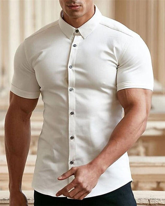 Camisa elástica de manga corta para hombre