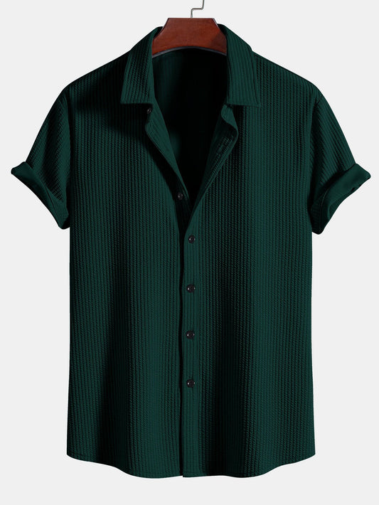 Camisa abotonada ajustada con canalé