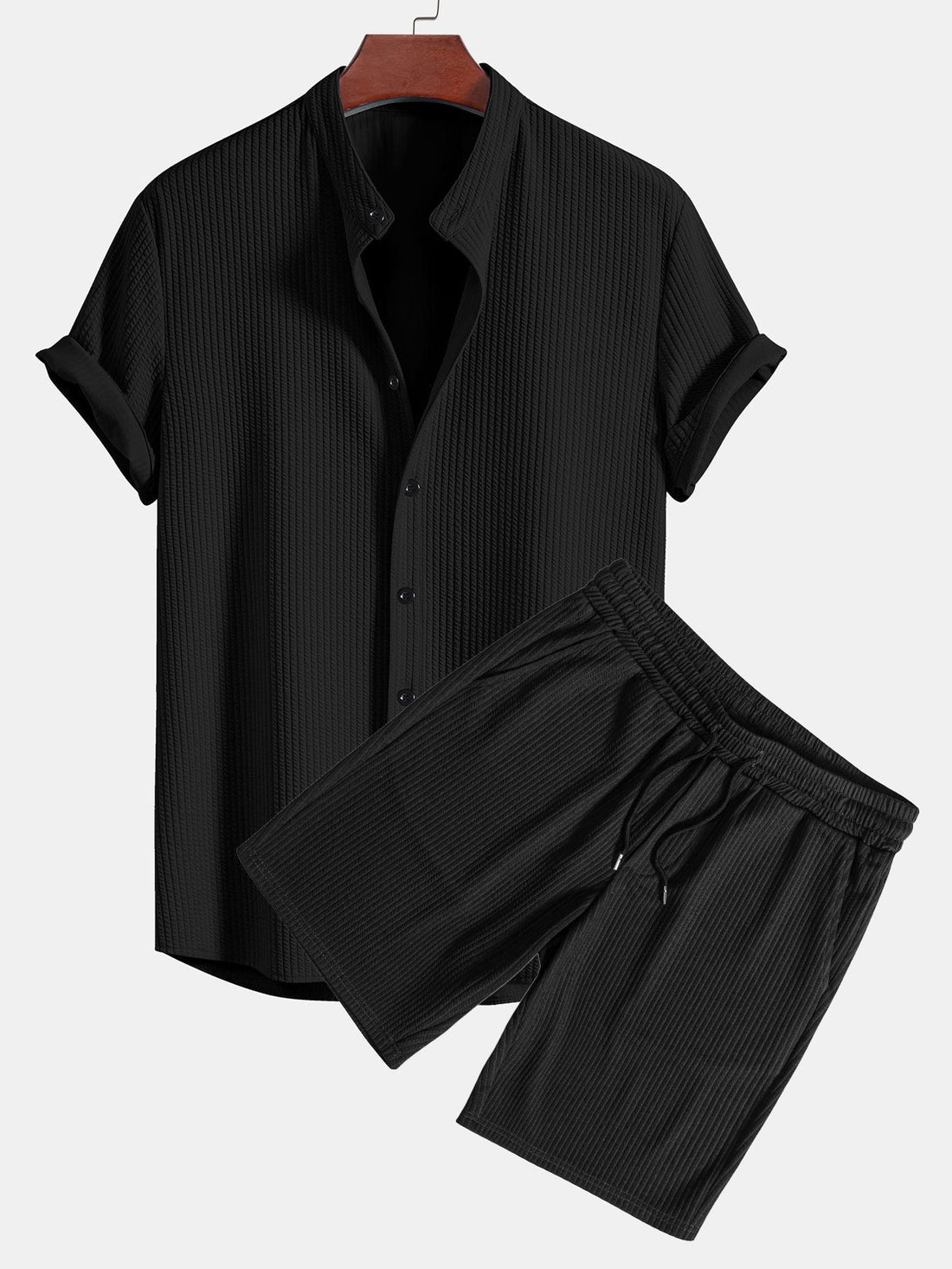 Camisa ajustada acanalada con cuello alto & Pantalones cortos