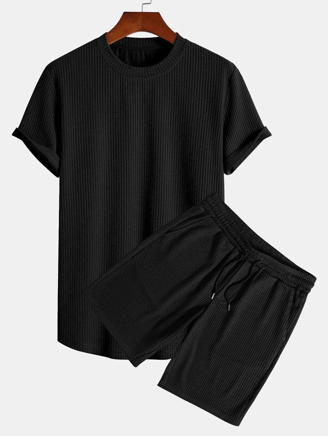 Camiseta ajustada musculosa con dobladillo curvo y pantalones cortos