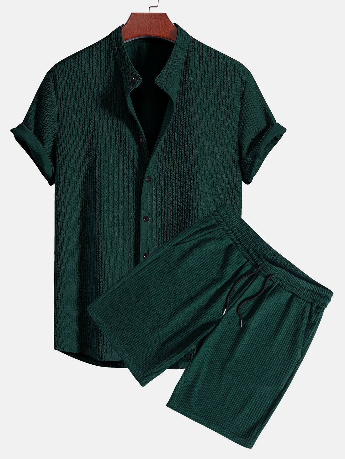 Camisa ajustada acanalada con cuello alto & Pantalones cortos