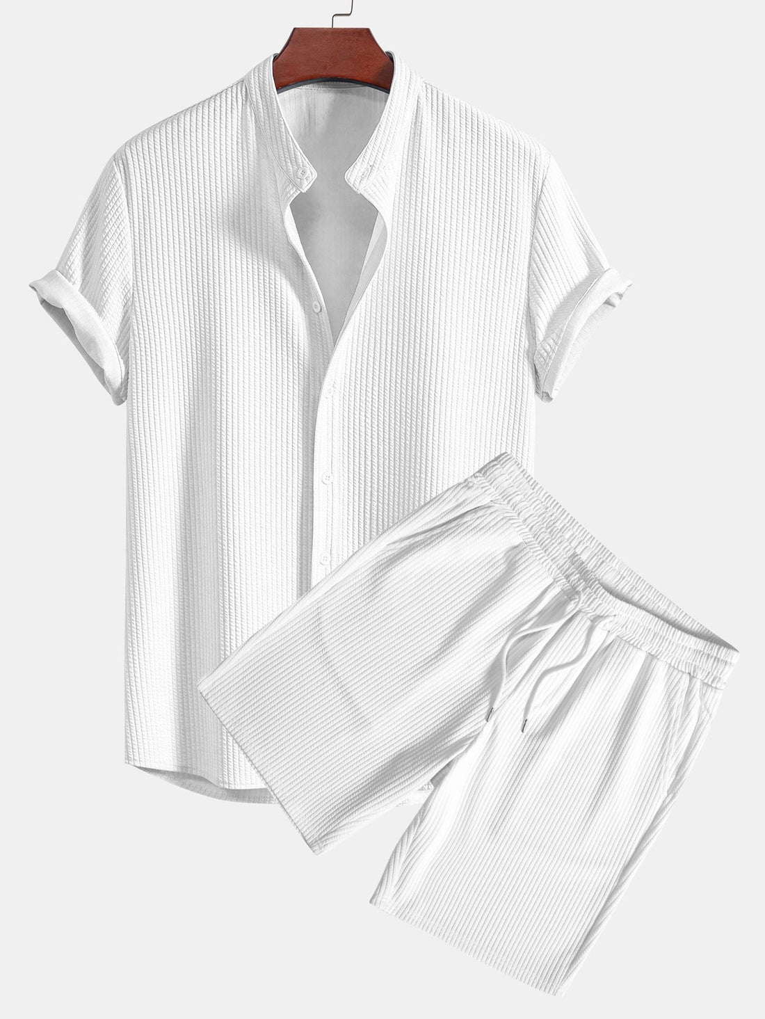 Camisa ajustada acanalada con cuello alto & Pantalones cortos