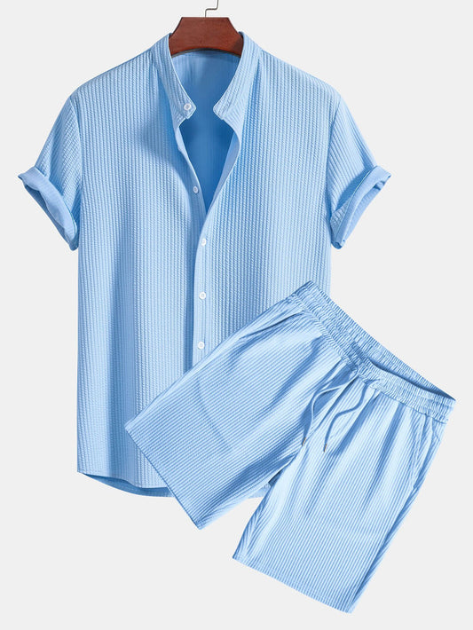 Camisa ajustada acanalada con cuello alto & Pantalones cortos