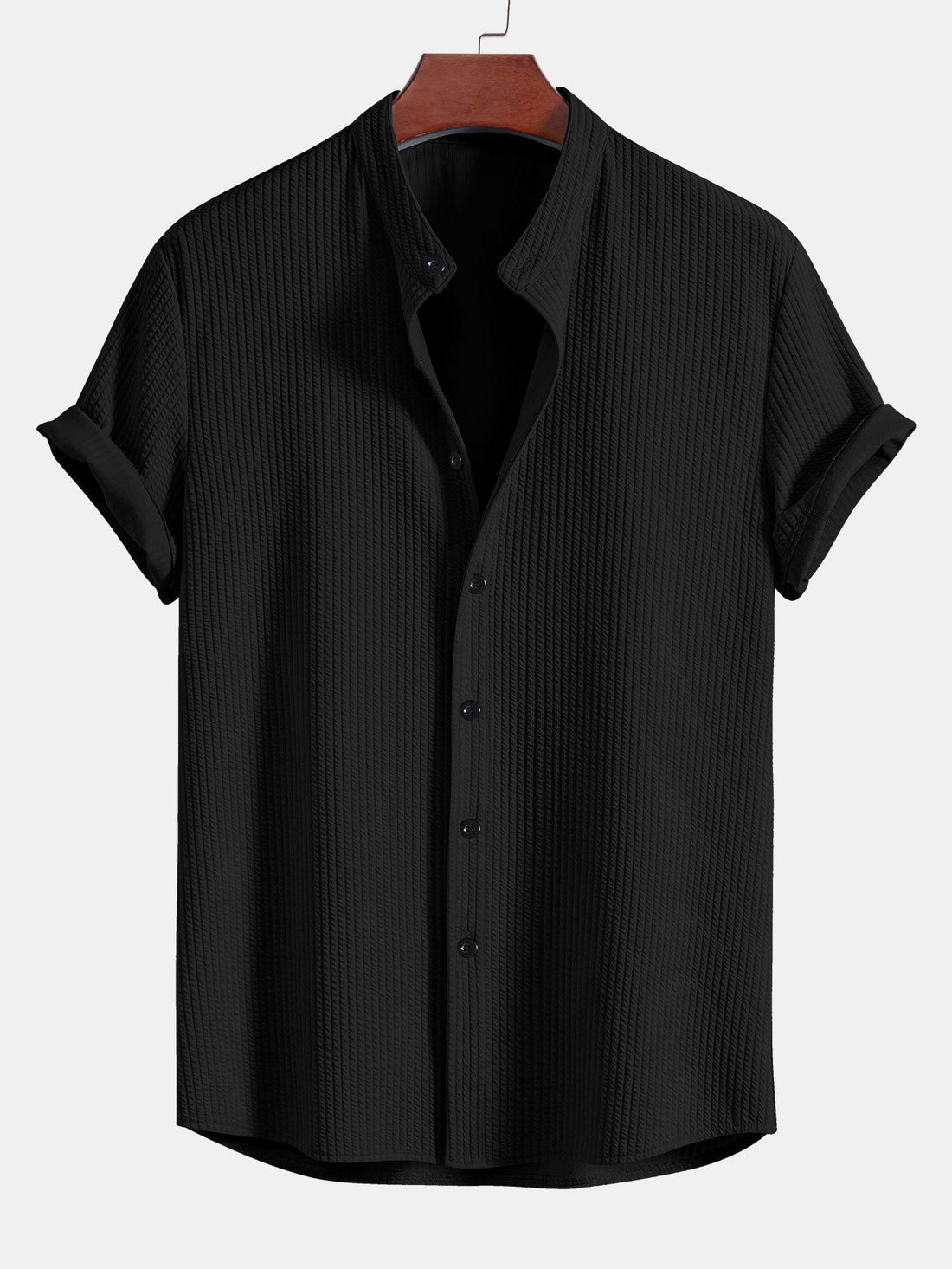 Camisa ajustada acanalada con cuello alto & Pantalones cortos