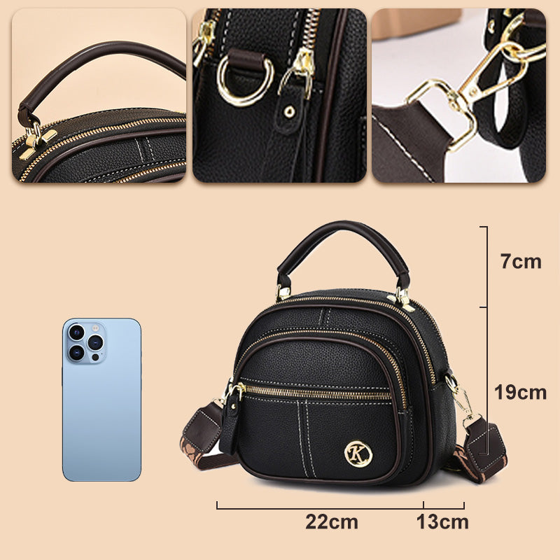 ⏰👜✨ Bolso bandolera clásico de piel sintética: versátil, correa ancha ajustable y múltiples compartimentos.
