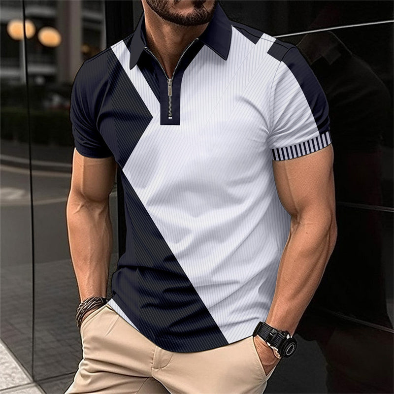 Camiseta moderna y transpirable con cremallera de un cuarto para hombre.