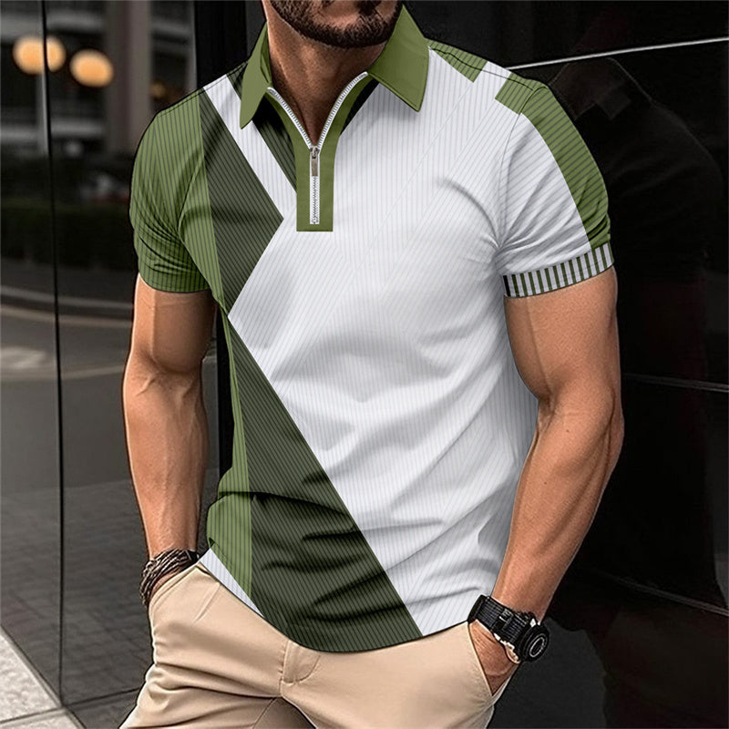 Camiseta moderna y transpirable con cremallera de un cuarto para hombre.