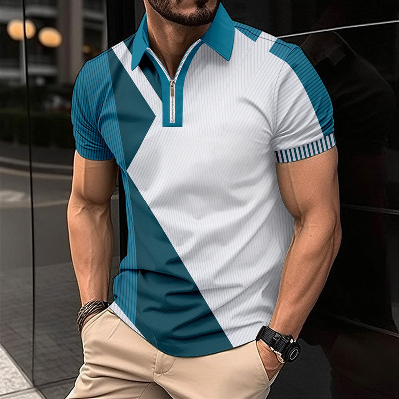 Camiseta moderna y transpirable con cremallera de un cuarto para hombre.