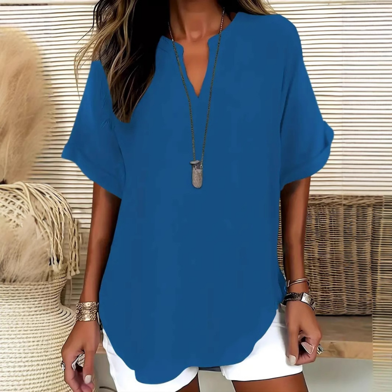 Camisa casual para mujer: corte holgado, color liso y transpirable, ideal para el verano, la oficina y el tiempo libre
