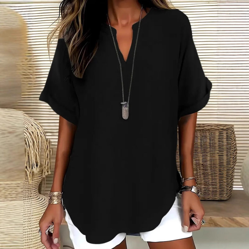 Camisa casual para mujer: corte holgado, color liso y transpirable, ideal para el verano, la oficina y el tiempo libre