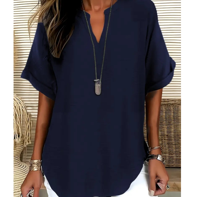 Camisa casual para mujer: corte holgado, color liso y transpirable, ideal para el verano, la oficina y el tiempo libre