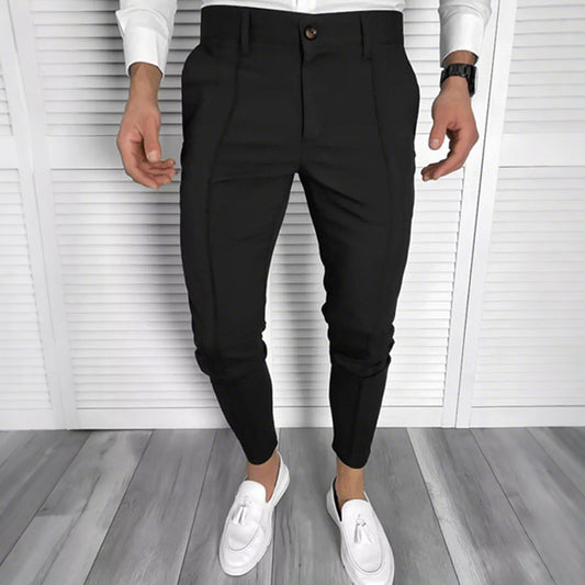 Pantalones de traje informales de color liso para hombre