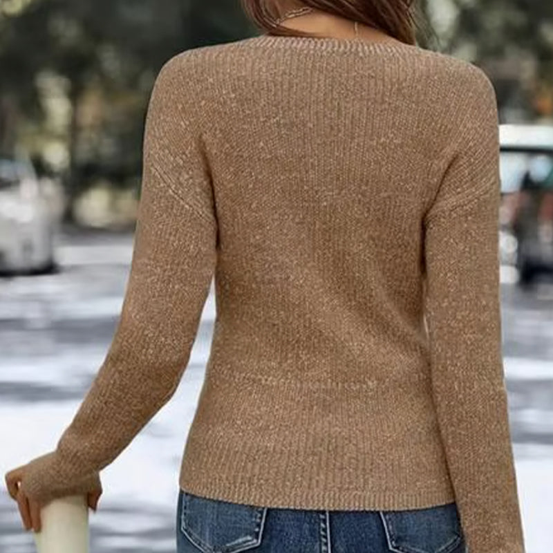 ✨Elegante top de punto informal con cuello en V para mujer💝
