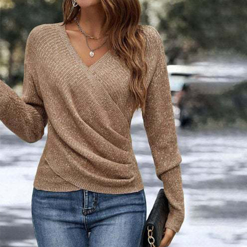 ✨Elegante top de punto informal con cuello en V para mujer💝