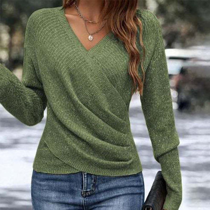 ✨Elegante top de punto informal con cuello en V para mujer💝