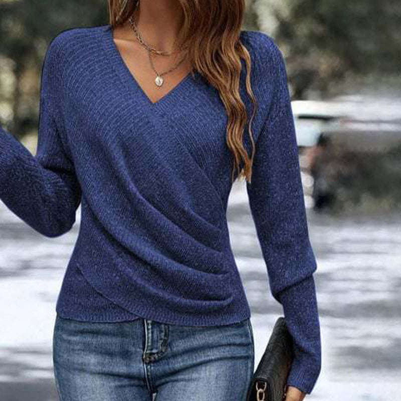 ✨Elegante top de punto informal con cuello en V para mujer💝
