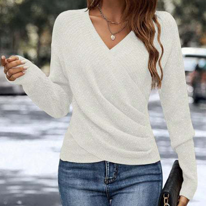 ✨Elegante top de punto informal con cuello en V para mujer💝
