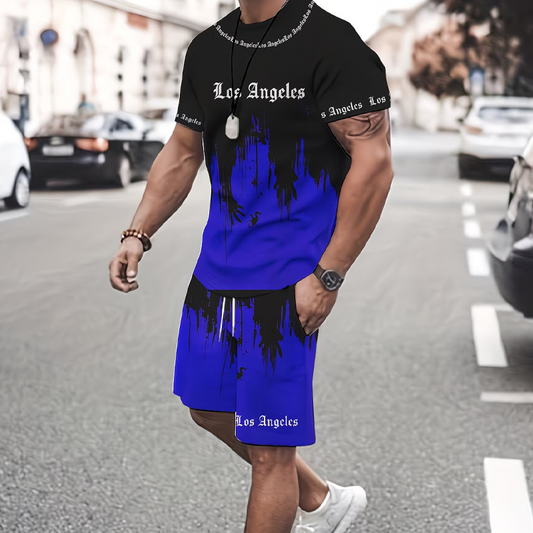 Conjunto para hombre compuesto por camiseta y pantalón corto con estampado gráfico: tejido suave, diseño llamativo y perfecto para los días de verano ☀️
