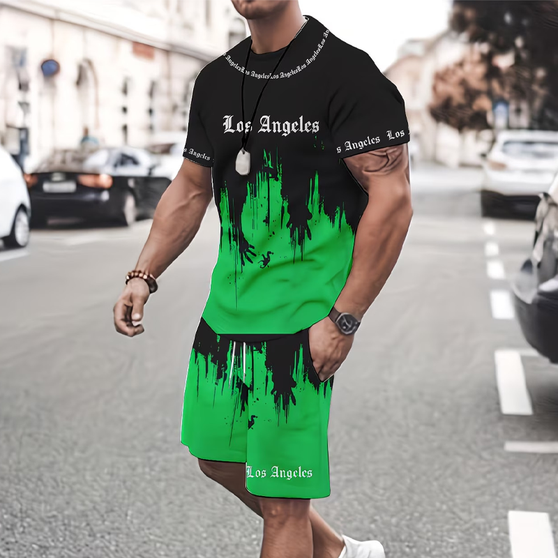 Conjunto para hombre compuesto por camiseta y pantalón corto con estampado gráfico: tejido suave, diseño llamativo y perfecto para los días de verano ☀️