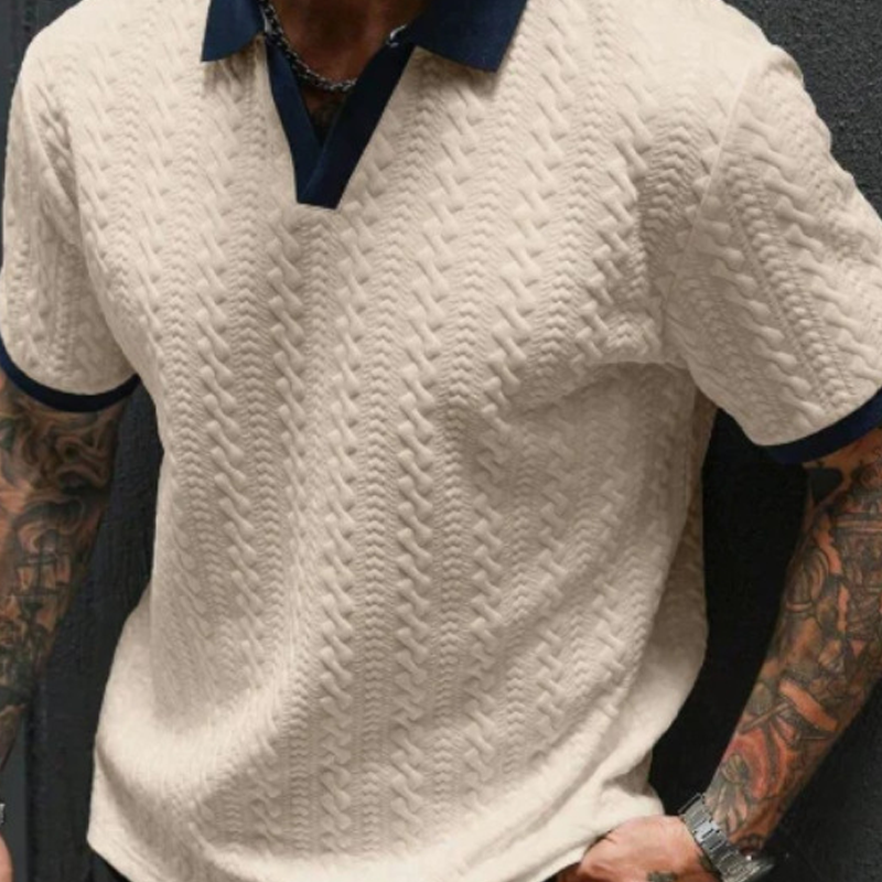 Camiseta casual para hombre con estampado texturizado: manga corta, cómoda y transpirable