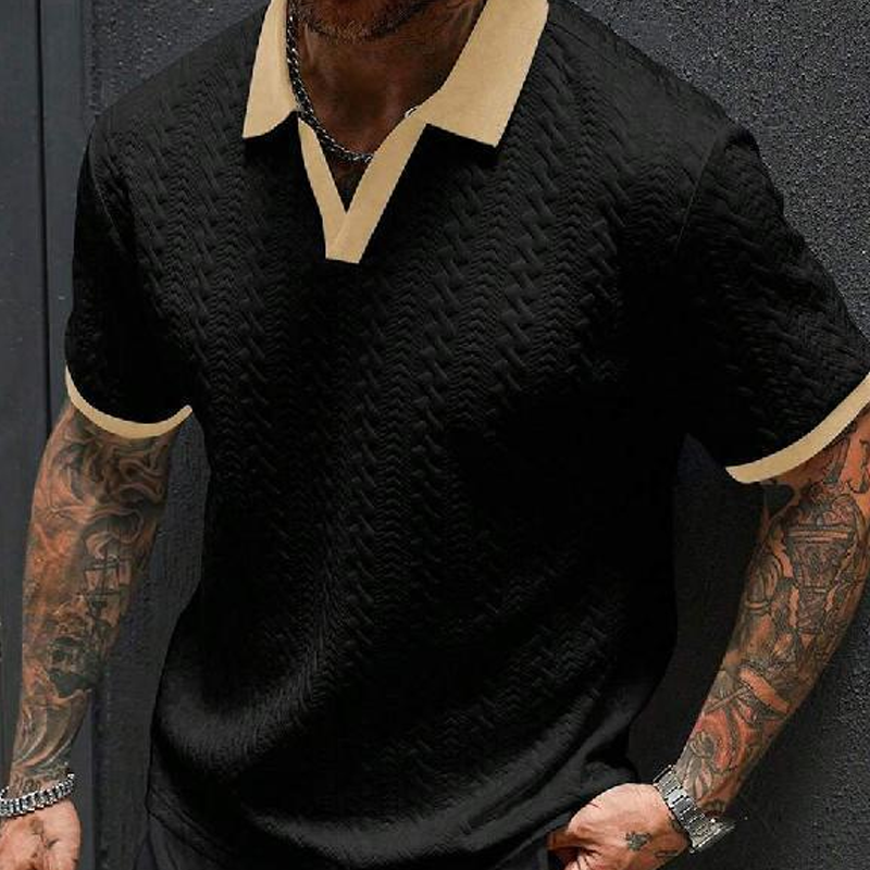 Camiseta casual para hombre con estampado texturizado: manga corta, cómoda y transpirable