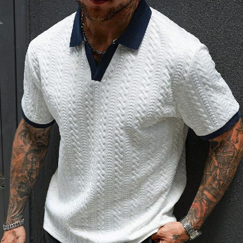 Camiseta casual para hombre con estampado texturizado: manga corta, cómoda y transpirable