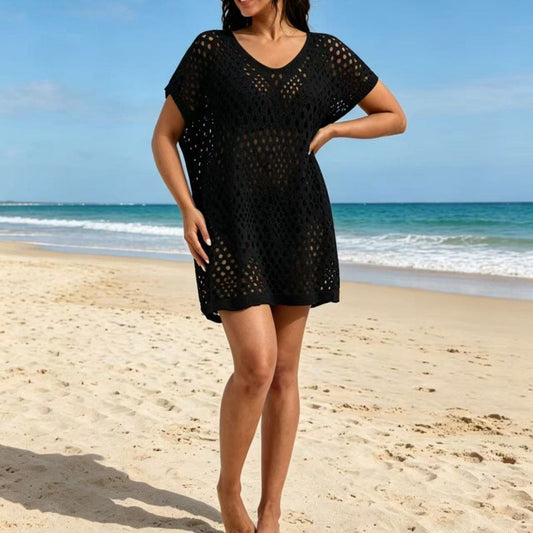 Cubrebaño de mujer con dobladillo y escote redondo: ligero, vaporoso y versátil para la playa, la piscina y los días calurosos