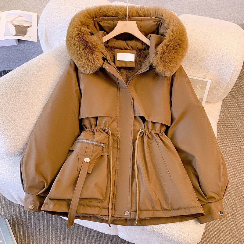 Parka de mujer de corte sastre de largo medio con bolsillos